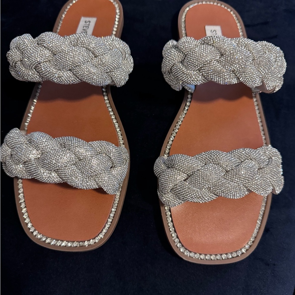Steve Madden Silver Braided Sandals